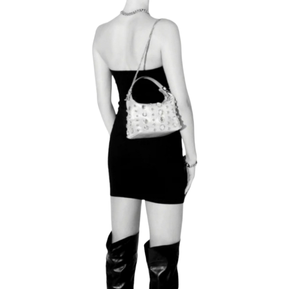 Rebecca Minkoff Stone Studded Shoulder Bag, Silver, NWT - Picture 6 of 16